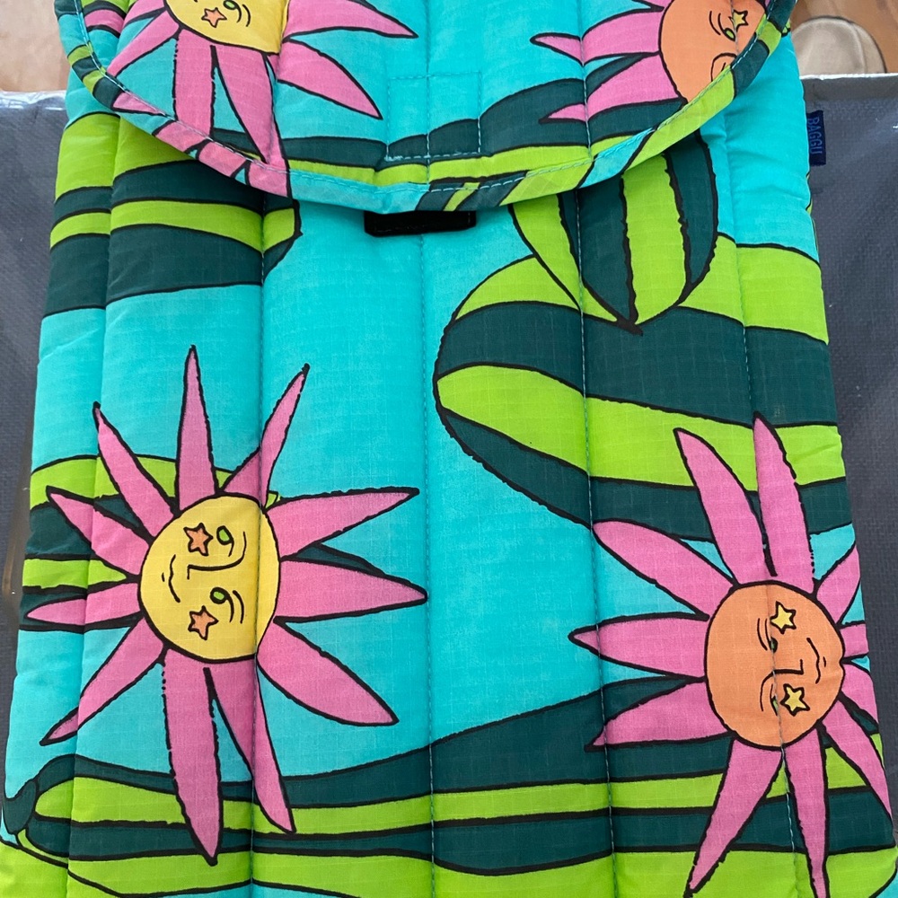 BAGGU Vibrant Pink and Green Floral Bag